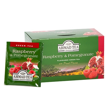 Изображение Zaļā tēja AHMAD Alu GREEN Raspberry & Pomegranate, 20 maisiņi paciņā