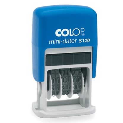 Изображение COLOP Zīmogs   Mini-Dater S120 03 (ciparu) zils korpuss, zils spilventiņš