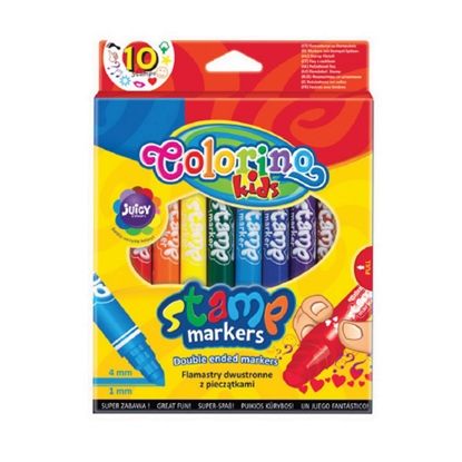 Pilt COLORINO Flomasteri   divpusīgi, ar bērnu zīmogiem, 10 krāsas