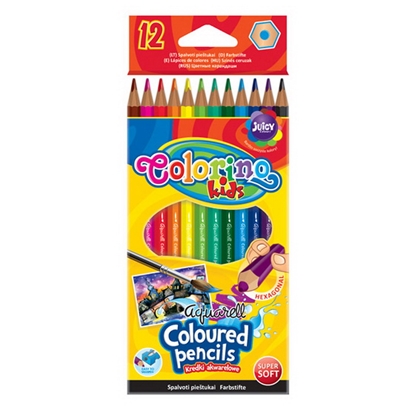 Picture of COLORINO Krāsainie akvareļu zīmuļi   12 krāsas, otiņa komplektā