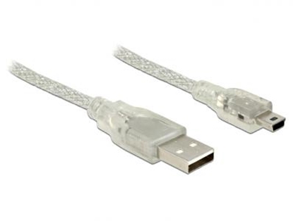 Attēls no Delock Cable USB 2.0 Type-A male  USB 2.0 Mini-B male 5 m transparent