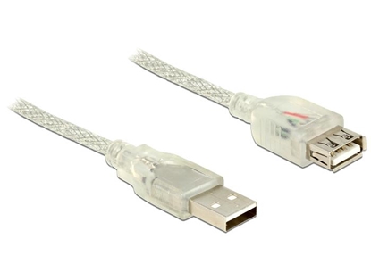 Attēls no Delock Extension cable USB 2.0 Type-A male  USB 2.0 Type-A female 3 m transparent