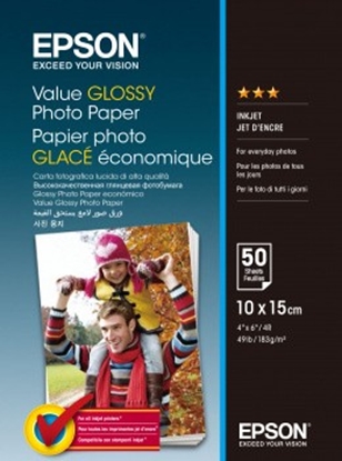 Picture of Epson Value Glossy Photo Paper - 10x15cm - 50 sheets