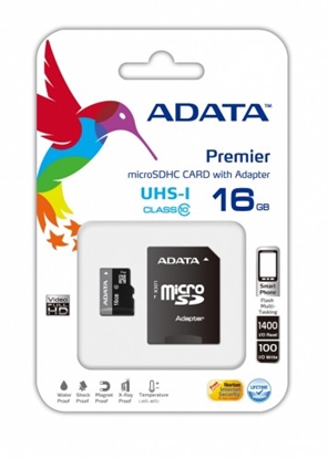 Attēls no ADATA Premier microSDHC UHS-I U1 Class10 16GB 16GB MicroSDHC Class 10 memory card