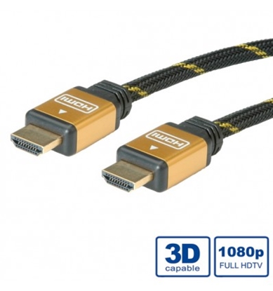 Attēls no ROLINE GOLD HDMI High Speed Cable + Ethernet, M/M, 10 m