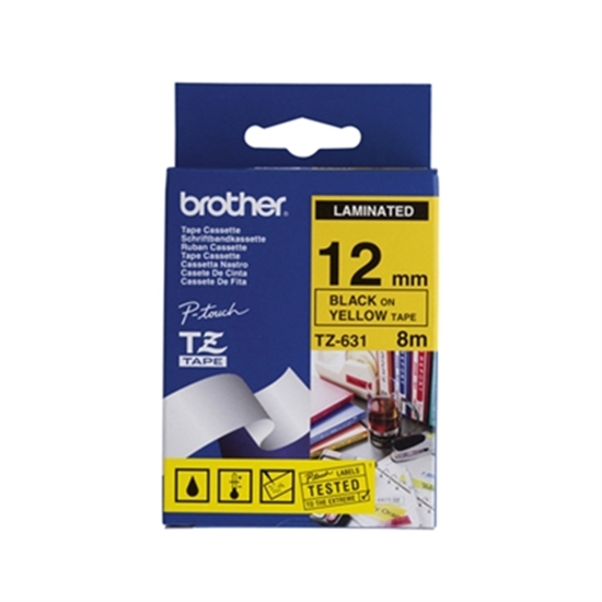 Изображение Brother labelling tape TZE-631 yellow/black   12 mm