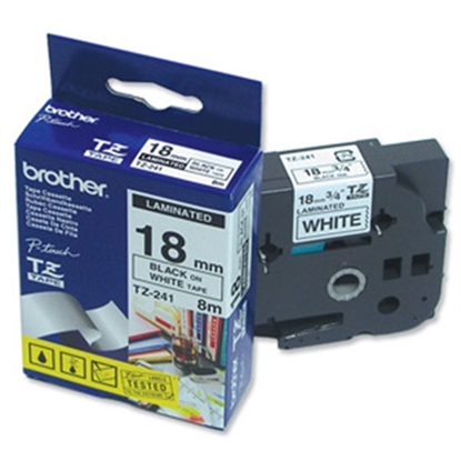 Attēls no Brother labelling tape TZE-241 white/black   18 mm