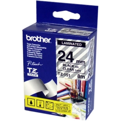 Изображение Brother labelling tape TZE-151 black on transparent    24 mm