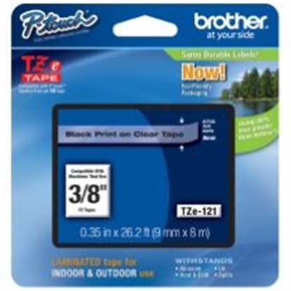 Picture of Brother TZE-121 9mm black on clear laminated tape
