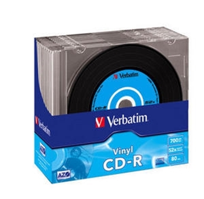Attēls no Matricas CD-R AZO Verbatim 700MB Vinyl 1x-52x, 10 Pack Slim