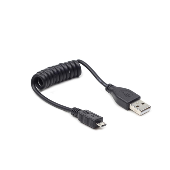 Изображение Kabelis Gembird USB Male - MicroUSB Male 0.6m Black Coiled
