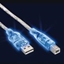 Изображение Kabelis USB 2.0 A/B 1.8m. Blue Light