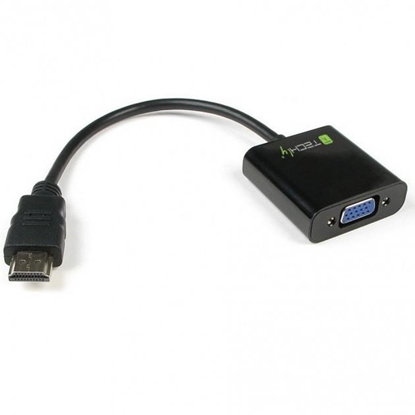 Изображение Adapter HDMI męski na VGA żeński, czarny, 10cm