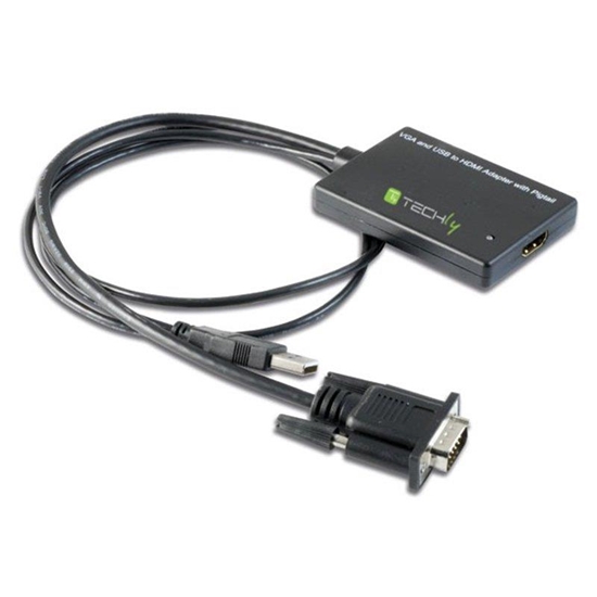 Picture of Adapter AV Techly D-Sub (VGA) - HDMI + USB-A czarny (301665)