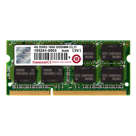 Picture of Pamięć do laptopa Transcend SODIMM, DDR3L, 4 GB, 1600 MHz, CL11 (TS512MSK64W6H)