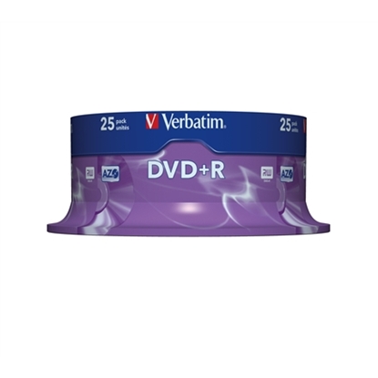 Picture of 1x25 Verbatim DVD+R 4,7GB 16x Speed, matt silver