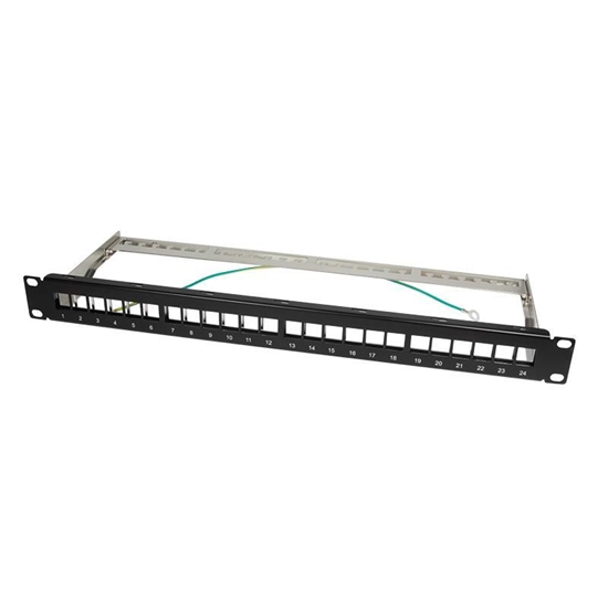 Изображение Logilink Keystone Patchpanel 19", 24 Module, leer, schw.