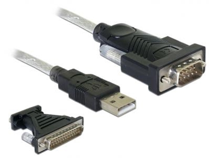 Attēls no Delock Adapter USB 2.0 > 1 x Serial DB9 + Adapter DB25