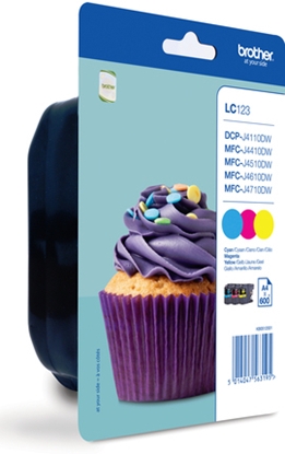 Picture of Brother LC123RBWBP ink cartridge 3 pc(s) Original Cyan, Magenta, Yellow