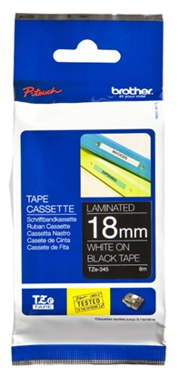 Attēls no Brother labelling tape TZE-345 black/white 18 mm