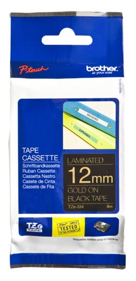 Picture of Brother labelling tape TZE-334 black/gold 12 mm