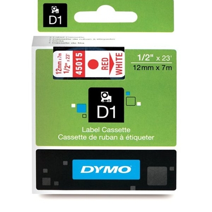 Attēls no Dymo D1 12mm Red/White labels 45015