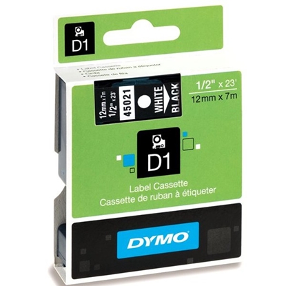 Picture of Dymo D1 12mm White/Black labels 45021