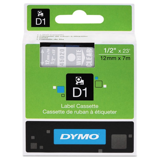 Picture of Dymo D1 Schriftband 12 mm x 7 m white / transparent       45020