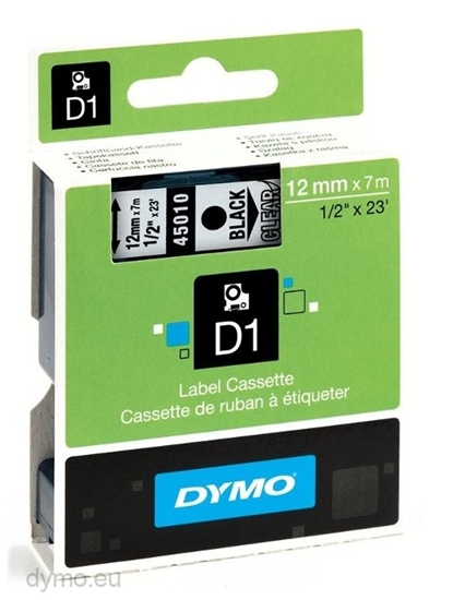 Изображение Dymo D1 12mm Black/Clear labels 45010