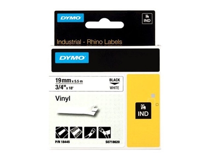 Attēls no Dymo Rhino Label IND, Vinyl 19 mm x 5,5 m black to white