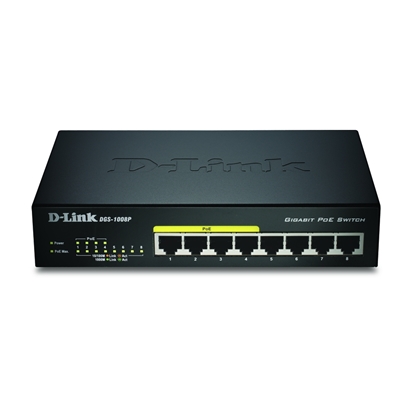 Attēls no D-Link DGS-1008P/E network switch Unmanaged L2 Power over Ethernet (PoE) Black