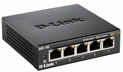 Picture of D-Link DGS-105 Unmanaged L2 Gigabit Ethernet (10/100/1000) Black