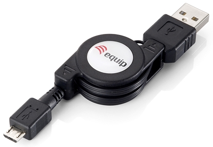 Attēls no Equip USB 2.0 Type A to Micro-B Retractable Cable, 1.0m , Black