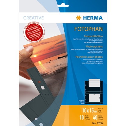 Picture of Herma fotophan 10x15 horizontal 10 Sheets black 7786