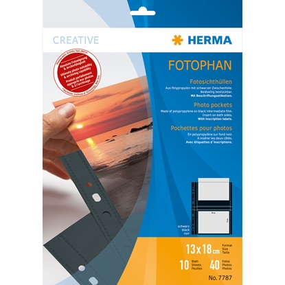 Picture of Herma fotophan 13x18 black 10 Sheets 7787