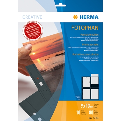 Picture of Herma fotophan 9x13 vertical 10 Sheets black 7783