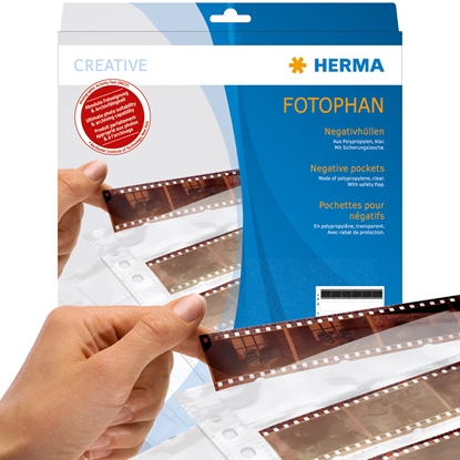Picture of Herma Negative pockets  PP clear 100 Sheets/5-Strips         7767
