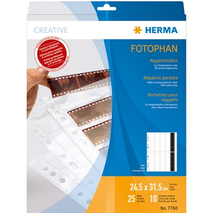 Picture of Herma Negative pockets PP clear 25 Sheets/4-Strips 7760