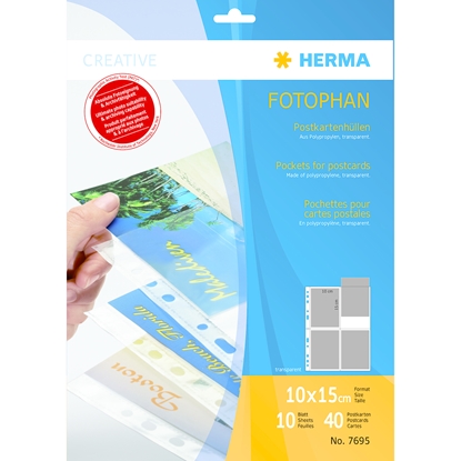 Picture of Herma Postcard Pockets     10x15 10x4 Sheets transparent 7695