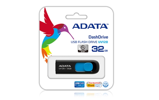 Picture of ADATA DashDrive UV128 128GB 128GB USB 3.0 (3.1 Gen 1) Type-A Black,Blue USB flash drive