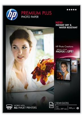 Изображение HP Premium Plus Photo Paper A 4 Semi-Gloss white, 20 Sheet, 300g