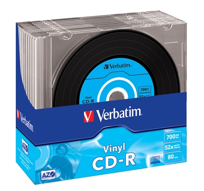 Pilt 1x10 Verbatim CD-R 80 / 700MB 52x Speed, Vinyl Surface, Slim