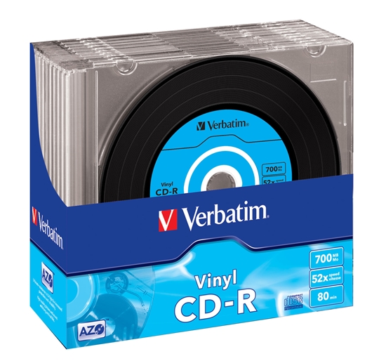 Изображение 1x10 Verbatim CD-R 80 / 700MB 52x Speed, Vinyl Surface, Slim