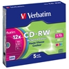 Изображение 1x5 Verbatim CD-RW 80 / 700MB 10x Speed, Colour, Slim