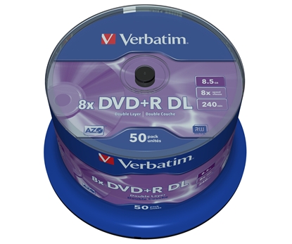 Изображение 1x50 Verbatim DVD+R Double Layer 8x Speed, 8,5GB matt silver
