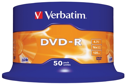 Attēls no 1x50 Verbatim DVD-R 4,7GB 16x Speed, matt silver