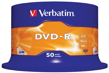 Изображение 1x50 Verbatim DVD-R 4,7GB 16x Speed, matt silver