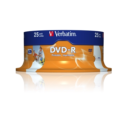 Attēls no 1x25 Verbatim DVD-R 4,7GB 16x Speed, wide printable