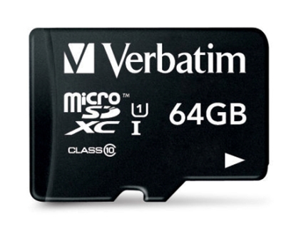 Attēls no Verbatim microSDXC          64GB Class 10 UHS-I incl Adapt. 44084