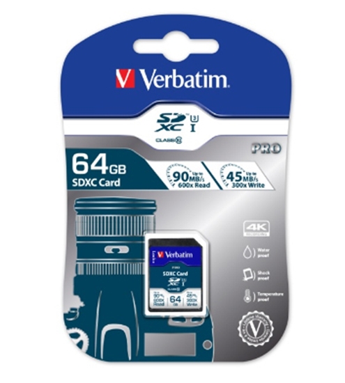 Picture of Verbatim SDXC Karte Pro     64GB Class 10 UHS-I             47022